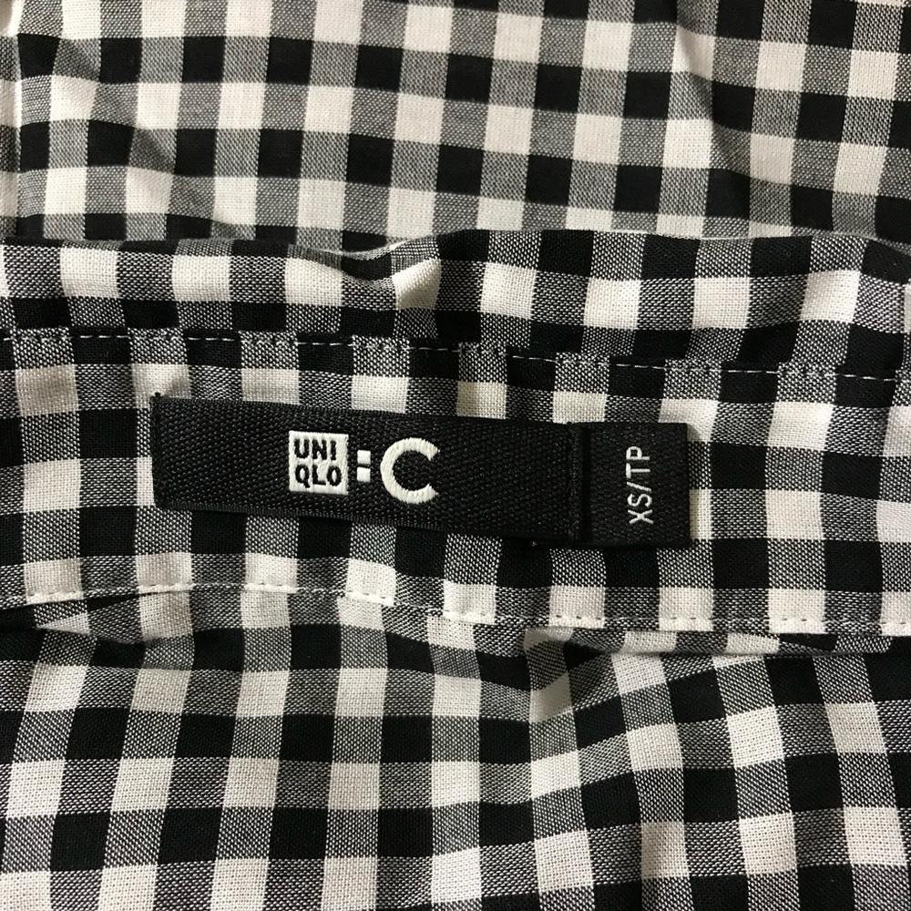 NWT Uniqlo Gathered Checked Volume Long Sleeve Blouse - Picture 5 of 6